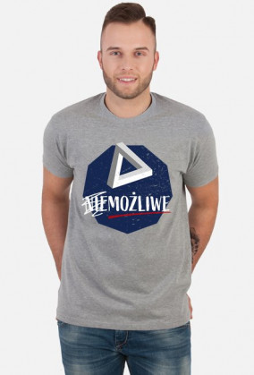 Nie możliwe - złudzenie optyczne - figura niemożliwa - Trójkąt Penrose’a - retro - vintage - męska koszulka 2