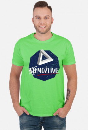 Nie możliwe - złudzenie optyczne - figura niemożliwa - Trójkąt Penrose’a - retro - vintage - męska koszulka 2