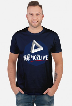 Nie możliwe - złudzenie optyczne - figura niemożliwa - Trójkąt Penrose’a - retro - vintage - męska koszulka 2