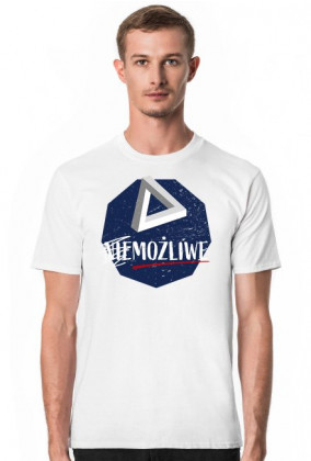 Nie możliwe - złudzenie optyczne - figura niemożliwa - Trójkąt Penrose’a - retro - vintage - męska koszulka 2