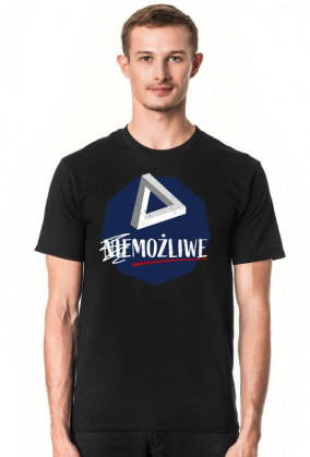 Nie możliwe - złudzenie optyczne - figura niemożliwa - Trójkąt Penrose’a - retro - vintage - męska koszulka 2