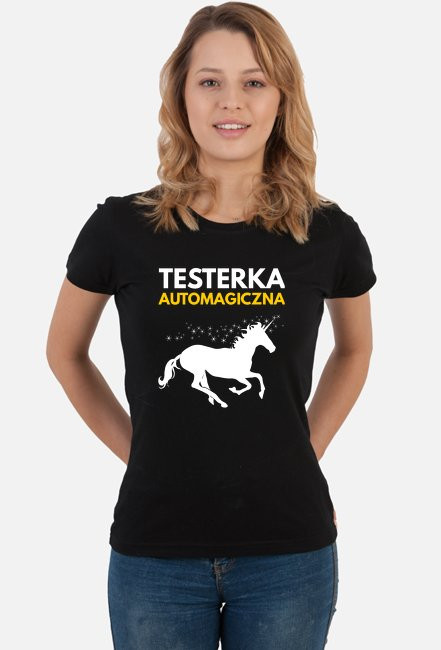 Testerka automagiczna - damska czarna koszulka