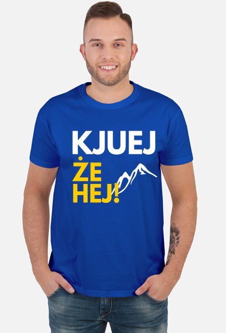 Kjuej że hej! - męska niebieska koszulka