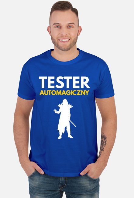 Tester automagiczny - męska niebieska koszulka