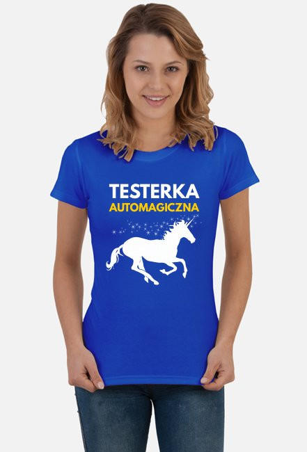 Testerka automagiczna - damska niebieska koszulka