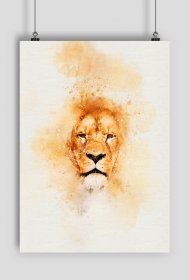 plakat lew watercolor