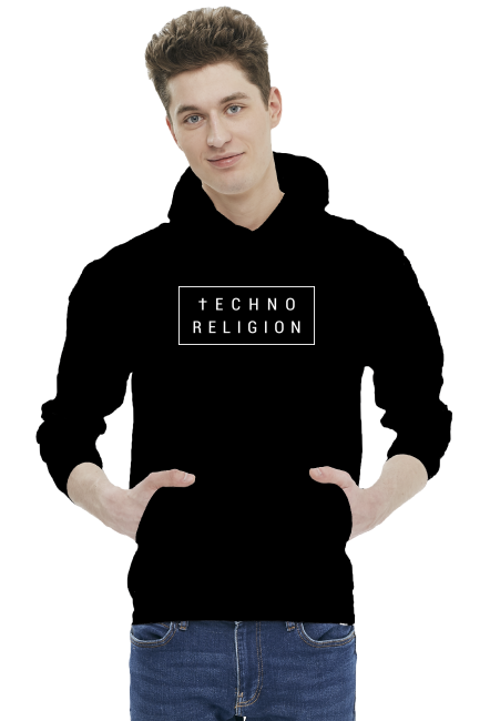 techno religion - bluza z kapturem czarna
