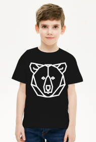 HRyba -  NIEDŹWIEDŹ GEO. - kontur biały – koszulka dziecięca