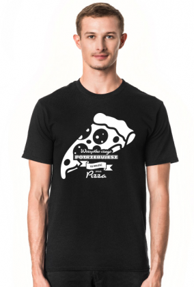 Koszulka męska ciemna - Wszystko czego potrzebujesz to miłość i pizza