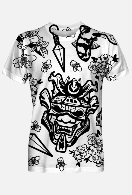 Koszulka fullprint japonia samurai kanji streetwear