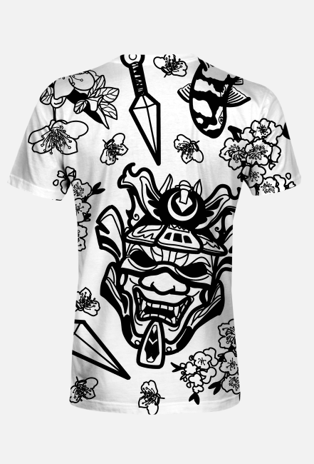 Koszulka fullprint japonia samurai kanji streetwear