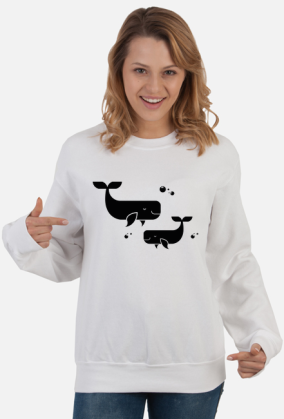 Bluza damska jasna - Wieloryby