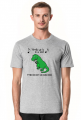T-Rex dinozaur król hands up in the air