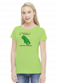 T-Rex dinozaur król hands up in the air