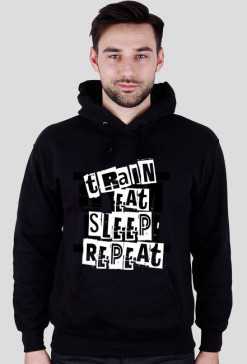 Bluza z kapturem " Train ,Eat ,Sleep ,Repeat" black