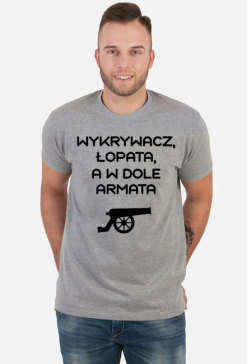Wykrywacz, łopata, a w dole armata
