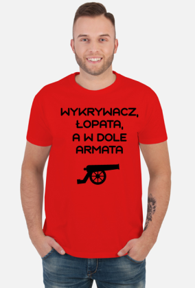 Wykrywacz, łopata, a w dole armata