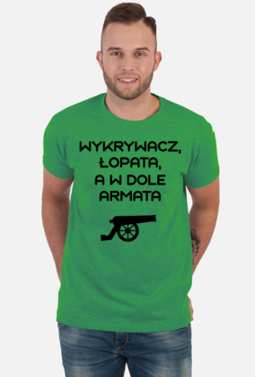 Wykrywacz, łopata, a w dole armata
