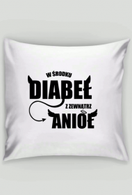Poduszka jasna - W środku diabeł z zewnatrz anioł