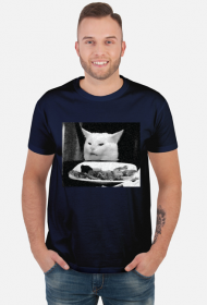 Kot jedzący sałatę - męska, czarno-biała