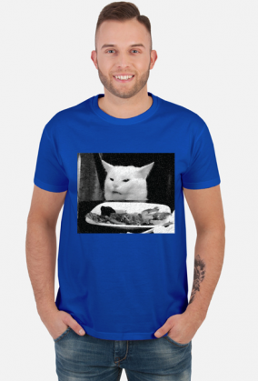 Kot jedzący sałatę - męska, czarno-biała