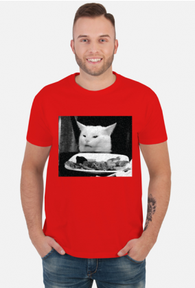 Kot jedzący sałatę - męska, czarno-biała