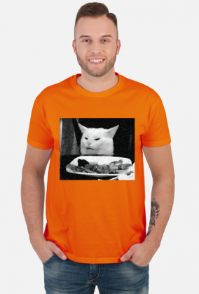 Kot jedzący sałatę - męska, czarno-biała