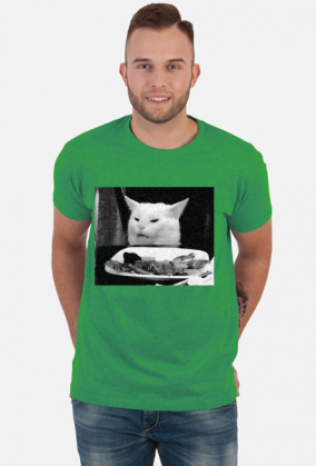 Kot jedzący sałatę - męska, czarno-biała