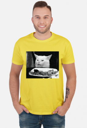 Kot jedzący sałatę - męska, czarno-biała