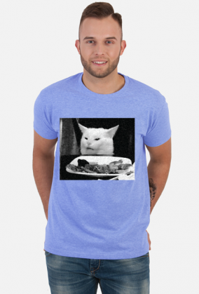 Kot jedzący sałatę - męska, czarno-biała