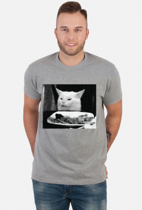 Kot jedzący sałatę - męska, czarno-biała