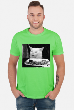 Kot jedzący sałatę - męska, czarno-biała