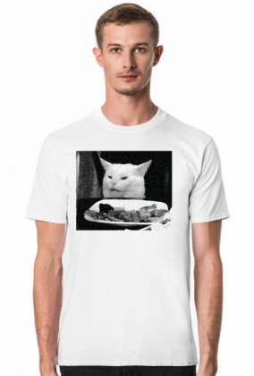 Kot jedzący sałatę - męska, czarno-biała