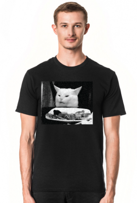 Kot jedzący sałatę - męska, czarno-biała