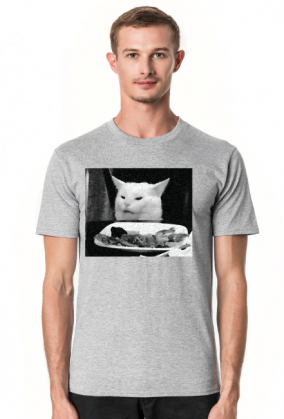 Kot jedzący sałatę - męska, czarno-biała