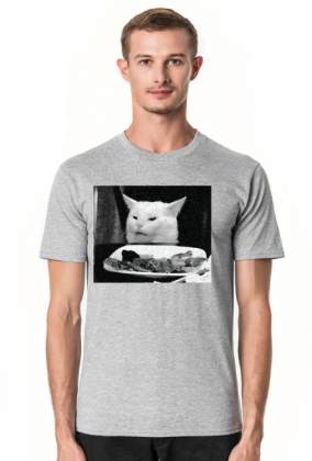Kot jedzący sałatę - męska, czarno-biała