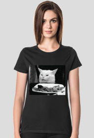 Kot jedzący sałatę - damska, czarno-biała