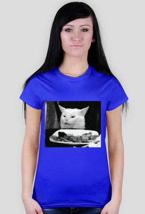 Kot jedzący sałatę - damska, czarno-biała