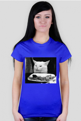 Kot jedzący sałatę - damska, czarno-biała