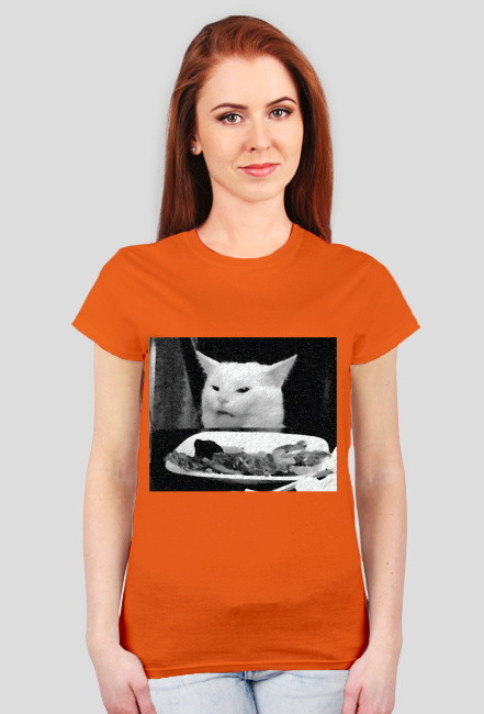 Kot jedzący sałatę - damska, czarno-biała