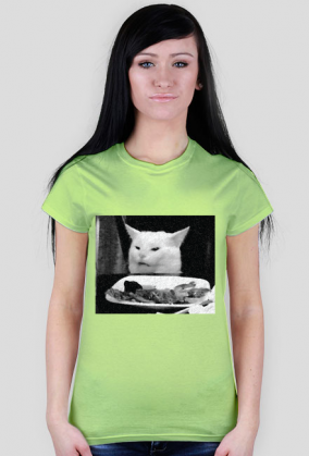 Kot jedzący sałatę - damska, czarno-biała