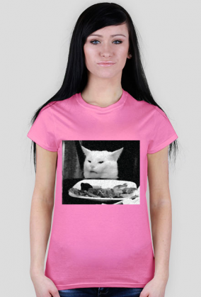 Kot jedzący sałatę - damska, czarno-biała