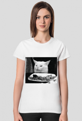 Kot jedzący sałatę - damska, czarno-biała