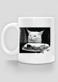 Kot jedzący sałatę - kubek, czarno-biały
