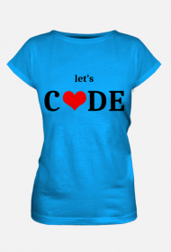 Koszulka damska let's code niebieska