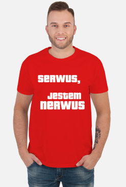 Koszulka męska Jestem nerwus biały napis