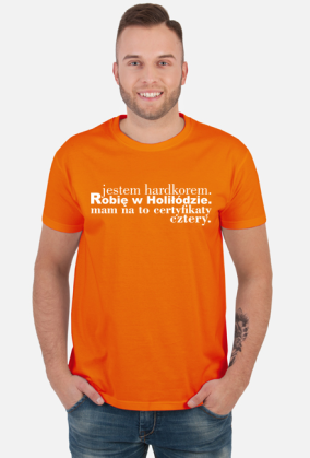 Jestem Hardcorem - męska koszulka z białym nadrukiem
