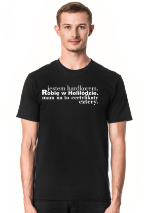 Jestem Hardcorem - męska koszulka z białym nadrukiem