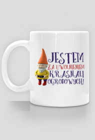 Jestem za uwolnieniem krasnali ogrodowych - kubek z nadrukiem dwustronnym