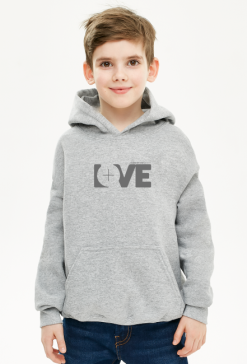 Bluza dziecięca z kapturem LOVE szary napis